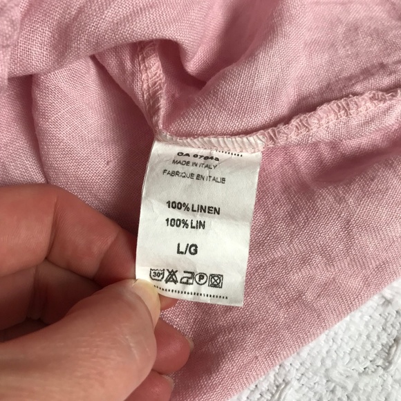 Women's Vanessa Alexandra 100% Linen Tank Embellished Crochet Baby Pink Large - Picture 7 of 7